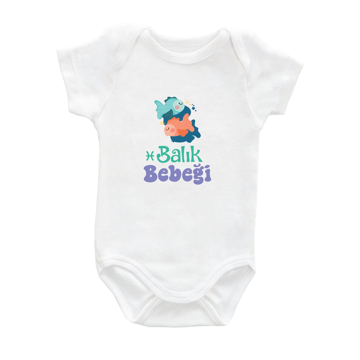 Balık Bebeği – %100 Pamuk Baskılı Bebek Badi | Kivvy SoftTouch™