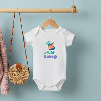 Balık Bebeği – %100 Pamuk Baskılı Bebek Badi | Kivvy SoftTouch™