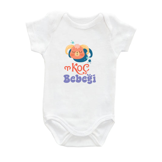 Koç Bebeği – Burç Temalı %100 Pamuk Baskılı Bebek Badi | Kivvy SoftTouch™